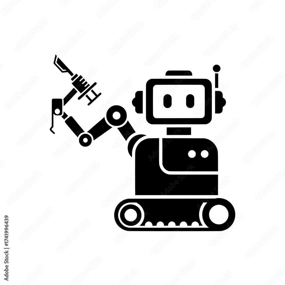 Fototapeta premium Robot surgeon with scalpel and medical equipment for surgery.