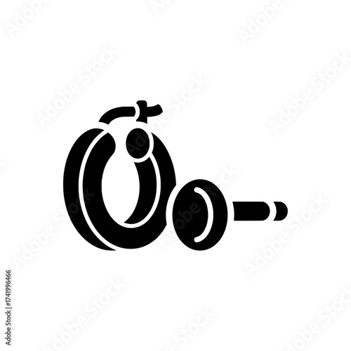 Black hose and tap icon with a circular handle for water supply.