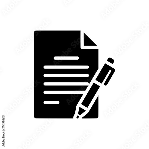 Document and Pen Icon Illustrating Writing and Documentation.