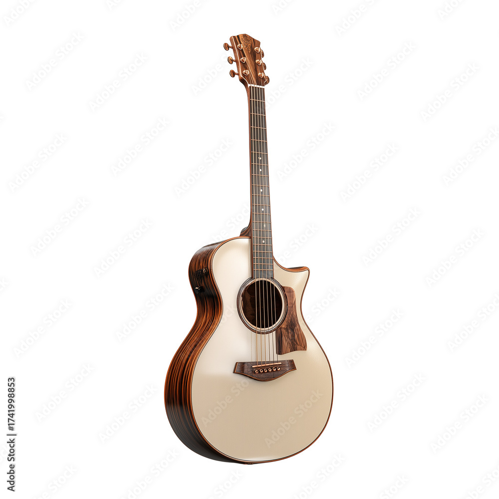 Obraz premium Modern Classical acoustic guitar isolated on transparent background, Clipart png