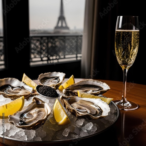 Oysters, Caviar, and Champagne in Paris A Luxurious Dining Experience with Eiffel Tower View