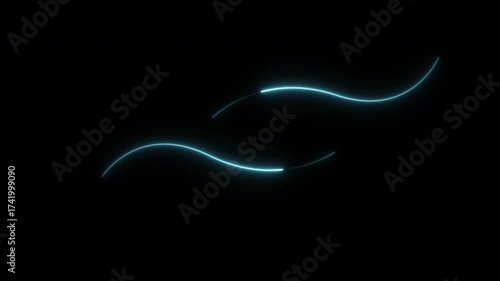 Electric Blue Abstract Flowing Lines with an Energetic Vibe on Black Canvas, Glowing Serenity in Motion Version 3.4 mov