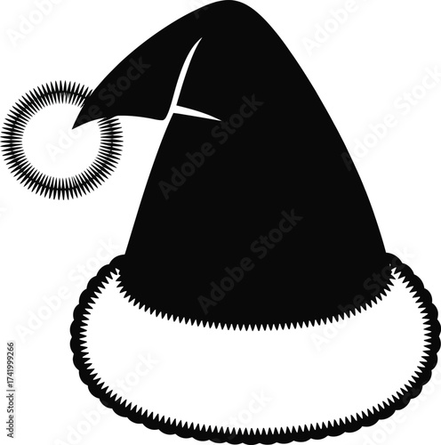Black wizard hat with decorative trim perfect for magical designs silhouette on transparent background