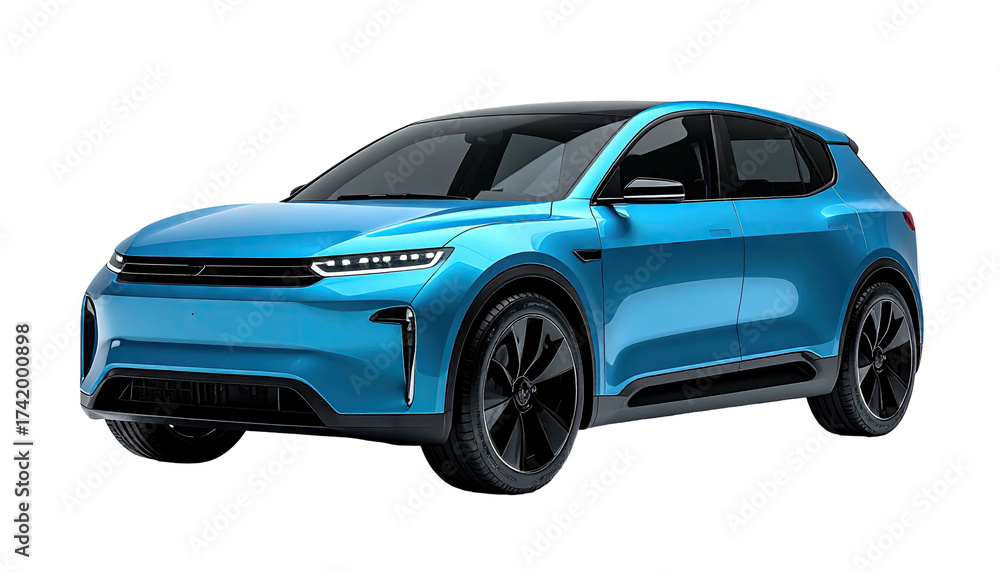Naklejka premium Modern Blue Electric SUV Concept Car Futuristic Design.