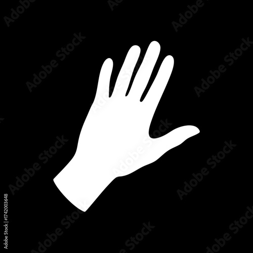 White silhouette of an open human hand with fingers spread against a black background.