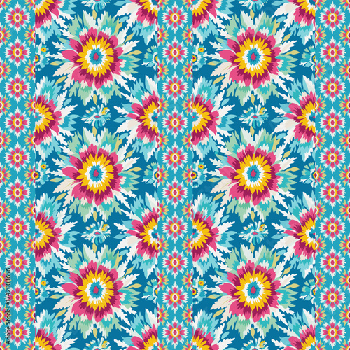 seamless pattern with colorful flowers