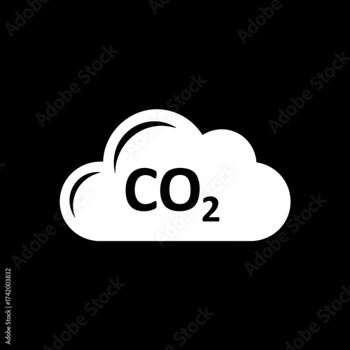CO2 carbon dioxide cloud symbol representing climate change and air pollution.