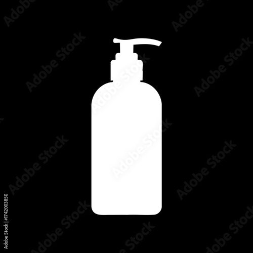 White silhouette of a pump dispenser bottle for liquid soap or lotion.