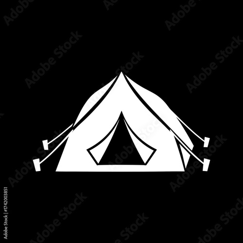 Minimalist camping tent illustration for outdoor adventure and travel.