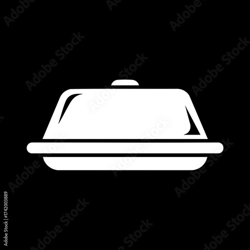 Covered serving dish icon for food delivery and catering services.