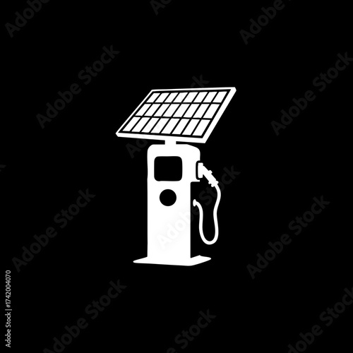 Solar powered electric vehicle charging station icon for sustainable energy solutions.