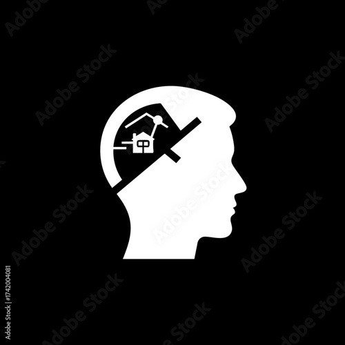 Human mind contemplating smart home technology and real estate concepts.