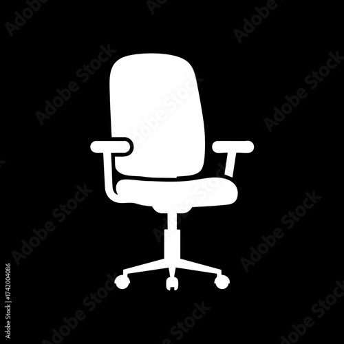 Modern office chair icon with wheels and armrests for workspace.