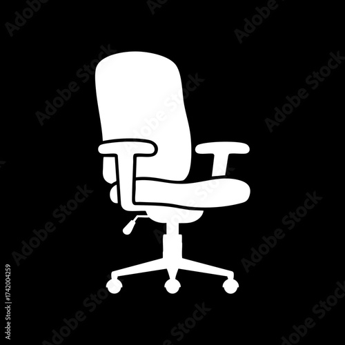 Modern ergonomic office chair silhouette icon for workspace design.