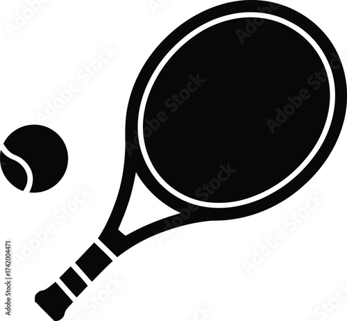 Tennis racket and ball icon representing sport and recreation lifestyle