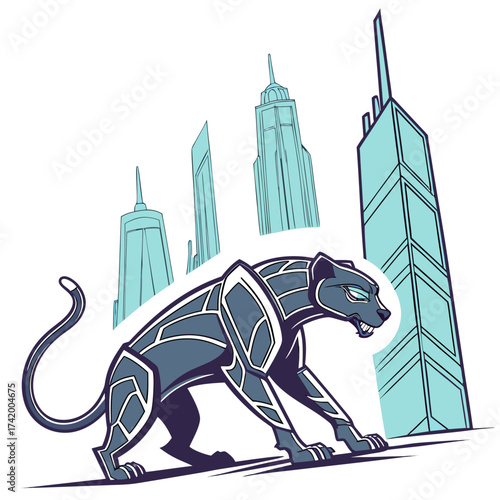 Cyberpunk Panther Guardian of the Futuristic City