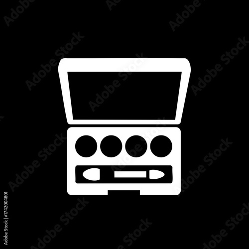 Eyeshadow palette with applicator for makeup and beauty.