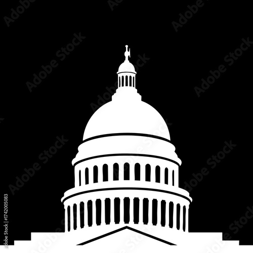 United States Capitol Building Dome Silhouette Iconic American Landmark.