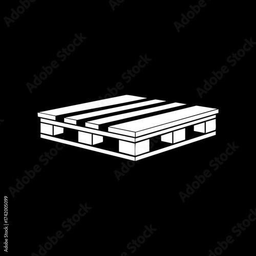 White silhouette of a wooden shipping pallet on a black background.