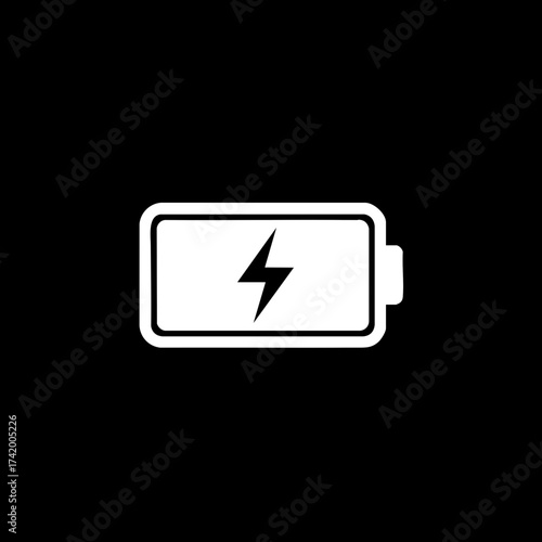 White battery icon with lightning bolt symbol indicating charging status.