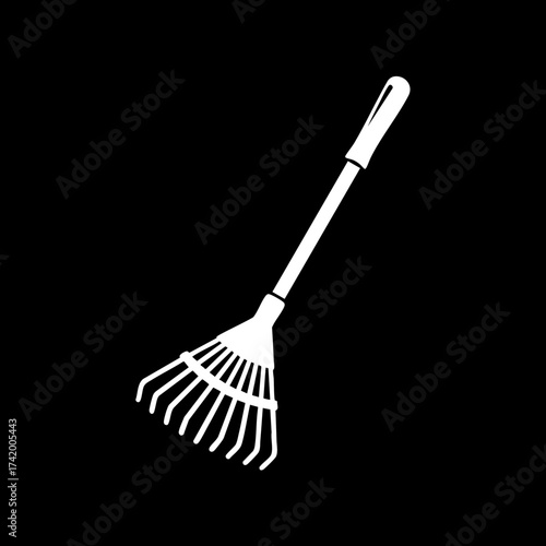 Garden Rake Tool Silhouette for Yard Work and Landscaping.