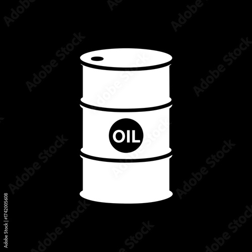 White oil barrel icon representing crude oil and petroleum industry.
