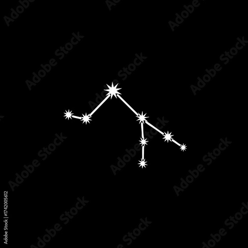 Abstract constellation of bright stars in the night sky.
