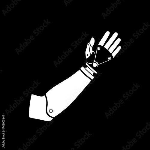 Modern Bionic Prosthetic Arm Technology Illustration.
