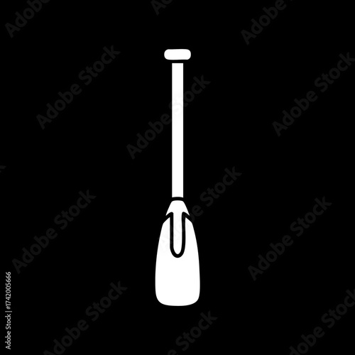 Simple white paddle icon for water sports and outdoor recreation.