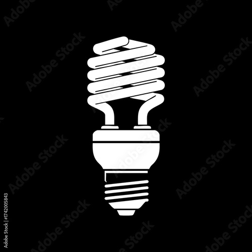 Energy efficient compact fluorescent light bulb icon illustration.