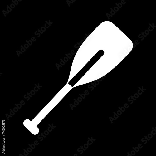 White Paddle Icon for Water Sports and Recreation.