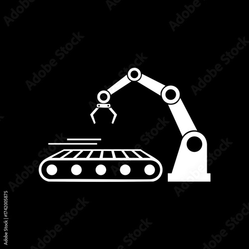 Wallpaper Mural Industrial Robotic Arm and Conveyor Belt Automation Icon. Torontodigital.ca