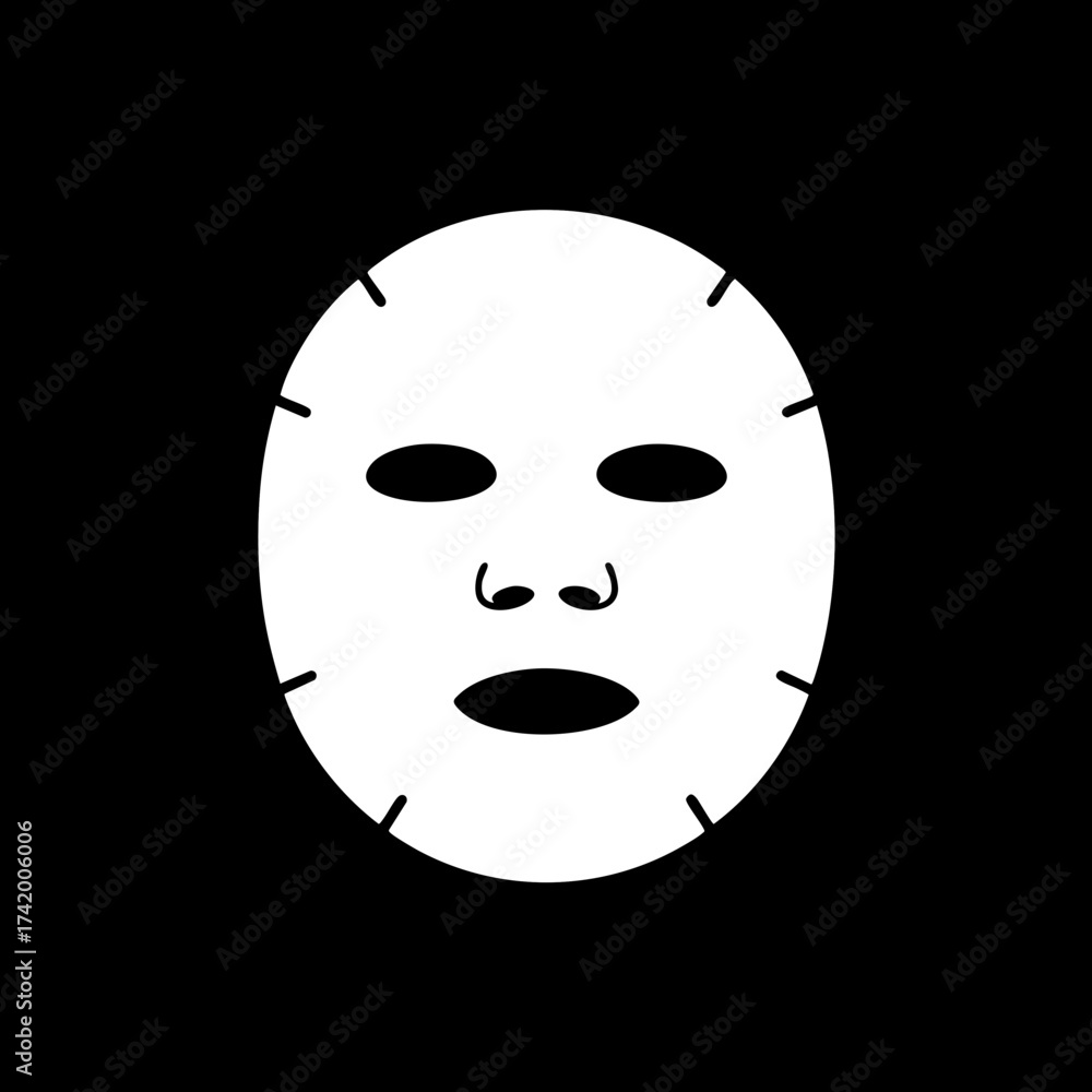 Fototapeta premium Minimalist Facial Sheet Mask Icon for Skincare and Beauty Treatment.