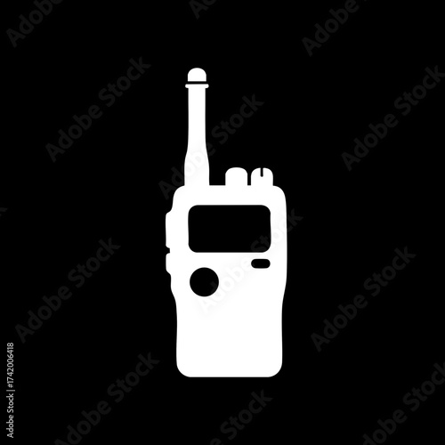 White Silhouette of a WalkieTalkie Communication Device Icon.