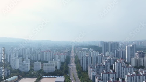 Cityscape from the sky, Bundang-gu, Seongnam-si, Gyeonggi-do, Korea