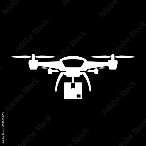 Drone delivering package icon for modern logistics.