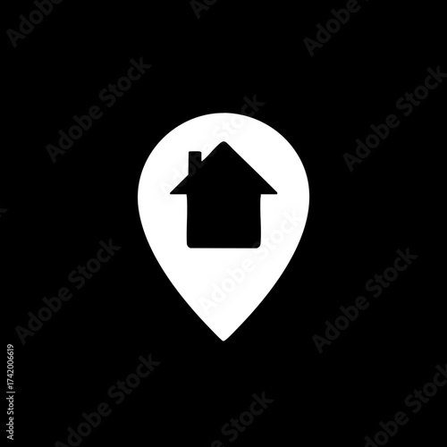 Home location map pin icon for real estate property search and navigation.