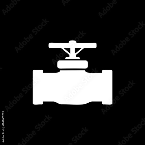Industrial pipe valve control mechanism silhouette icon.