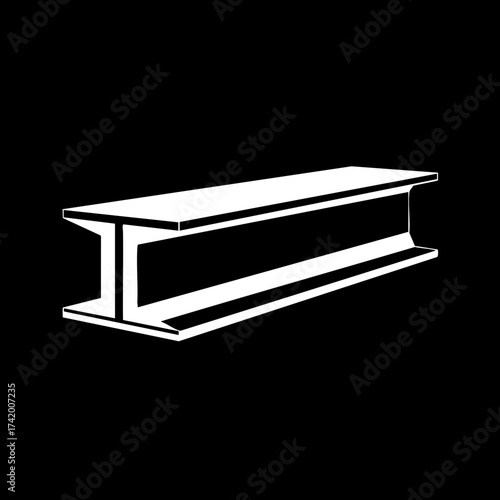 White IBeam Steel Girder Silhouette for Industrial Construction and Engineering Design.