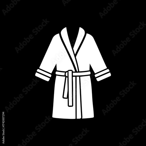 White Bathrobe Silhouette Icon for Comfort and Relaxation.