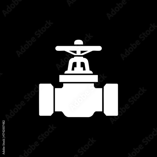 White Gate Valve Icon for Industrial and Plumbing Applications.