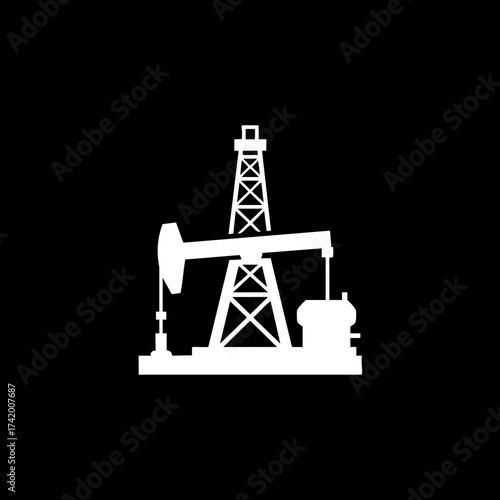 Oil Pumpjack Silhouette Industrial Equipment for Energy Extraction.