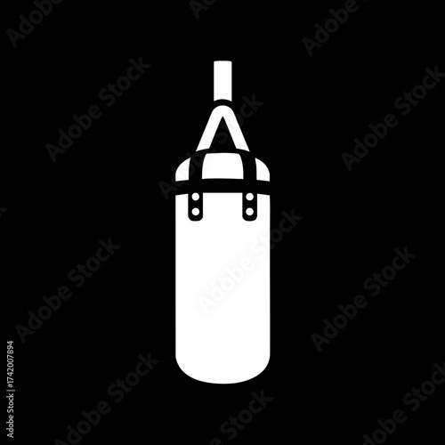 White silhouette of a punching bag for boxing and fitness training.