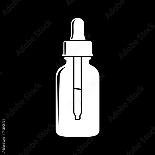 Dropper bottle silhouette for liquid medicine or cosmetic serum.