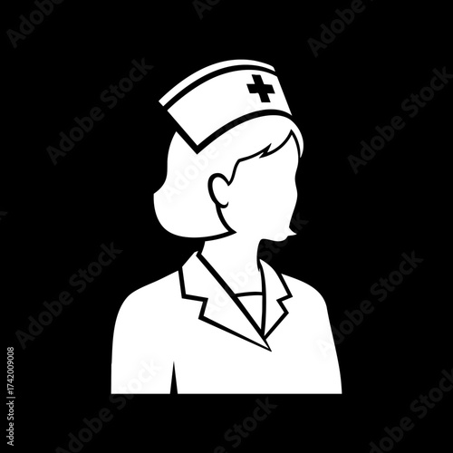Nurse professional silhouette icon representing healthcare worker.