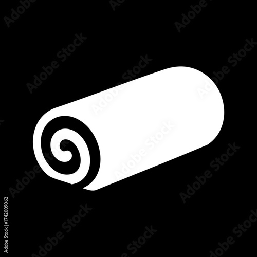 White Rolled Towel or Mat Simple Vector Icon.