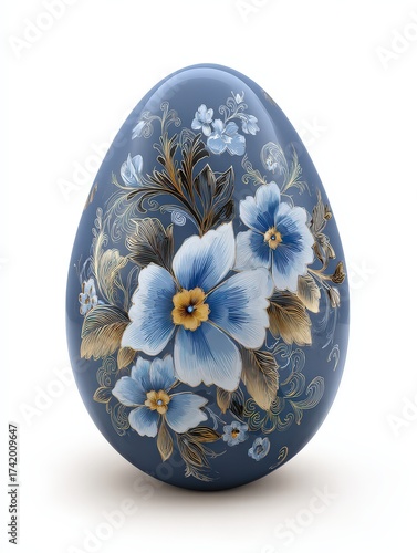 Porcelain Easter egg with ornamental flower painting and golden embellishments - decorative collectible, vintage holiday decor, handcrafted art piece, spring ornament, elegant gift, Fabergé inspired

