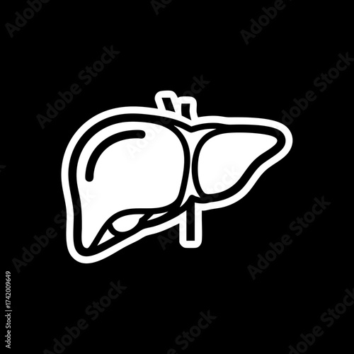 Human Liver Organ Icon Medical Anatomy Symbol Outline.