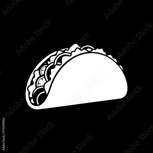 Graphic illustration of a classic Mexican taco with delicious fillings.