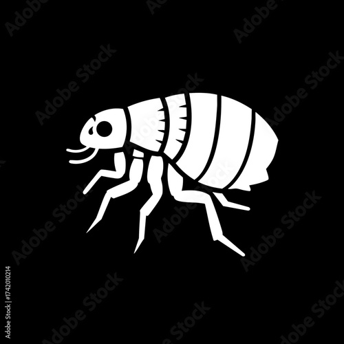 Simple graphic illustration of a flea insect.